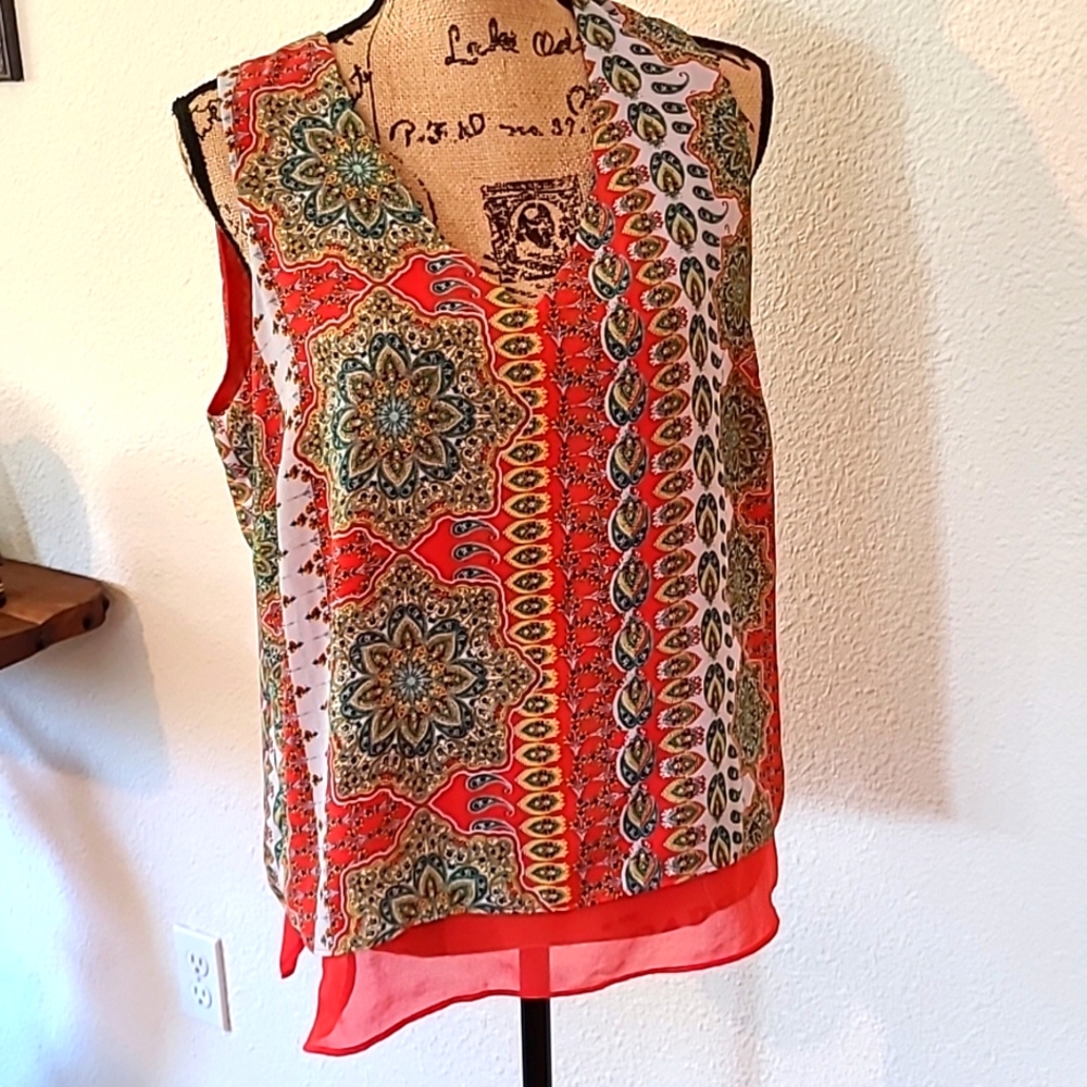 Rose + Olive mandala print tank top